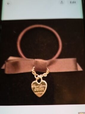 Juicy Couture Brown Ribbon Bracelet with Heart Charm